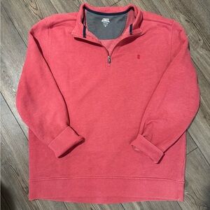 IZOD Saltwater Men’s Quarter Zip Pullover Sweatshirt Red XL Relaxed Fit